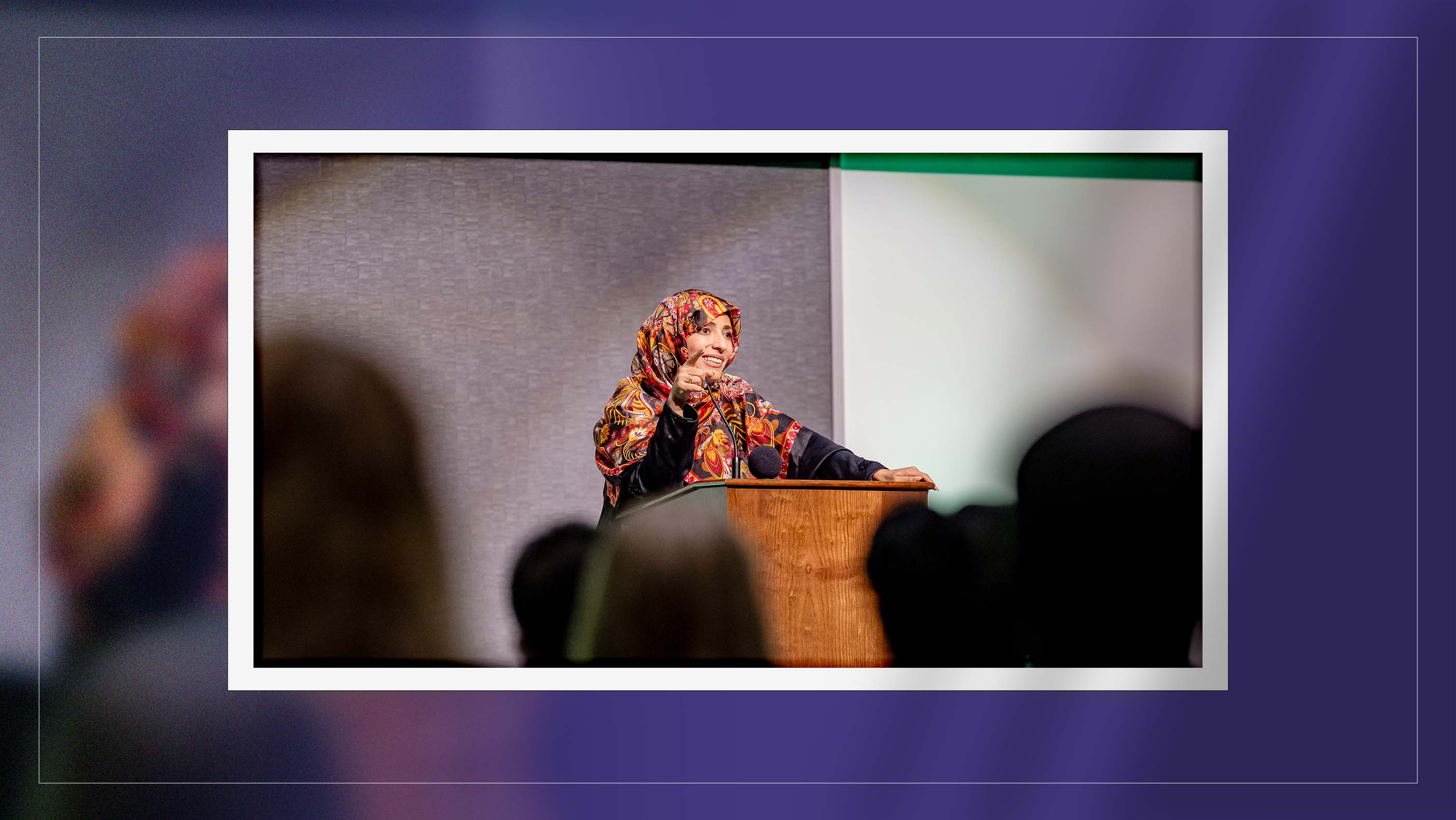 Tawakkol Karman delivers lecture on global challenges to democracy and human rights